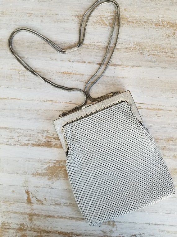 50s Vintage Oroton Classic Silver Mesh Purse Bag … - image 4