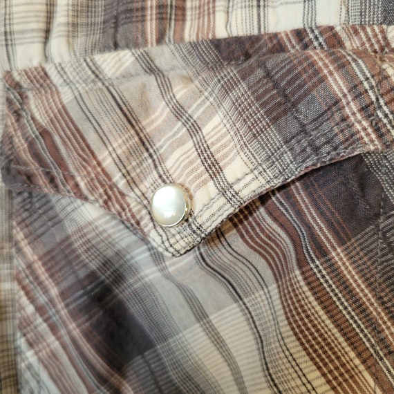 90s BKE Cotton Long Sleeve Plaid Pearl Snap Shirt… - image 6