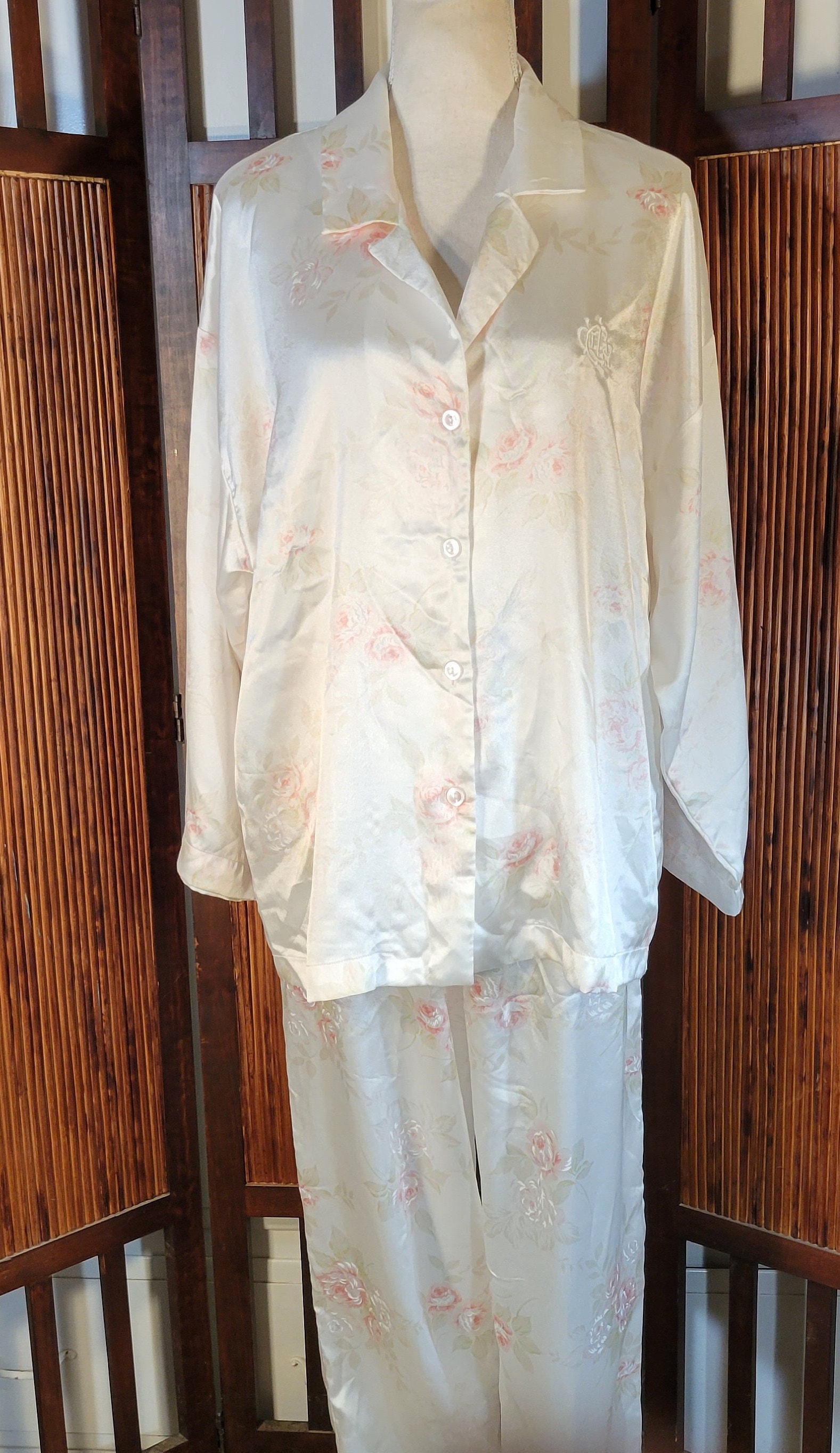 80s Christian Dior Sexy Pajama Set (top & Pant) Womens