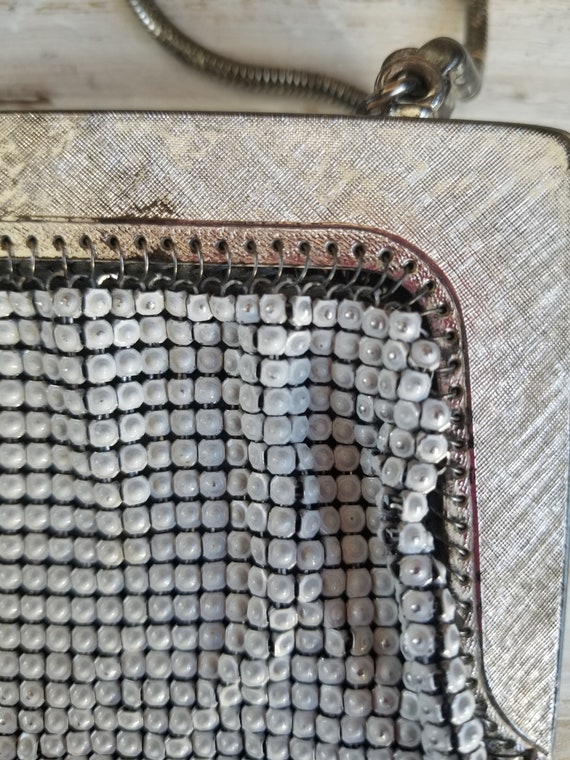 50s Vintage Oroton Classic Silver Mesh Purse Bag … - image 8