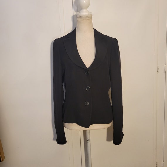 Armani Collezioni Made in Italy Black Silk Blazer… - image 1