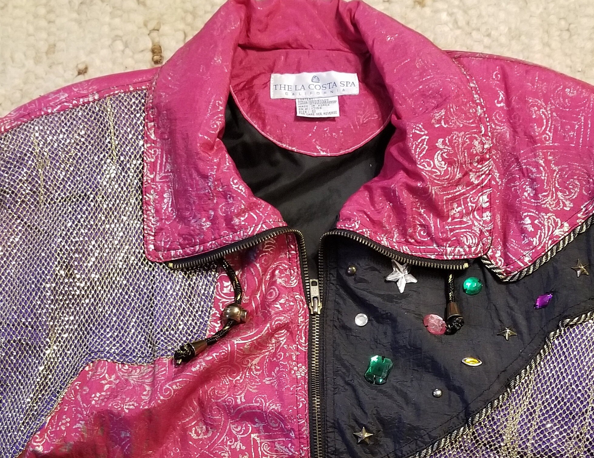 Vintage Abstract Jeweled Black Metallic Pink Bomber Jacket - Etsy