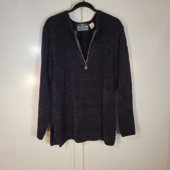 Vintage Black Fuzzy soft Knit Sweater, Womens Siz… - image 1