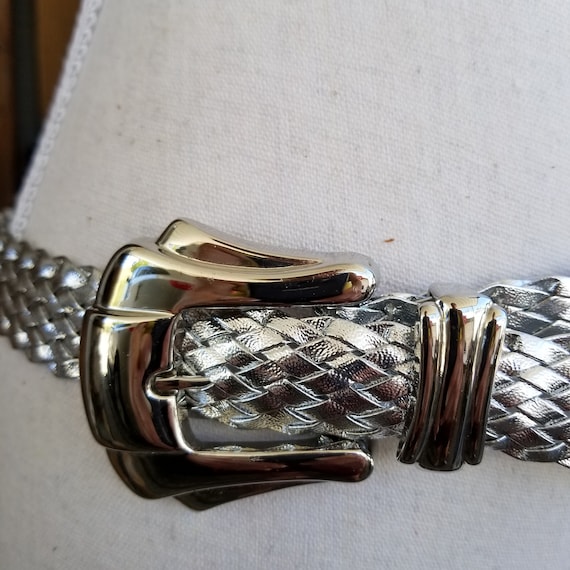 Vintag Silver Grey Braided Belt Vintage Gray Braided Belt With Silver Buckle - Etsy main image 3