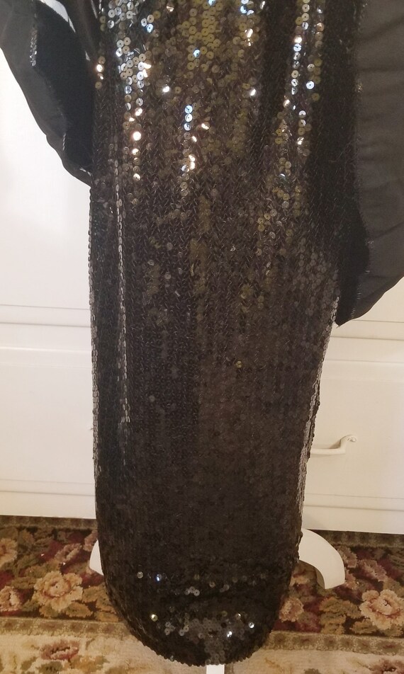 Vintage Hand made Maxi Glam Black Sequined Strapl… - image 9