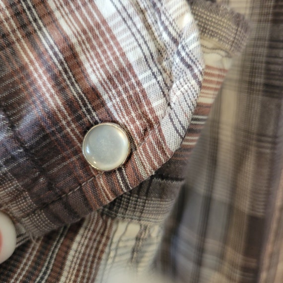 90s BKE Cotton Long Sleeve Plaid Pearl Snap Shirt… - image 7