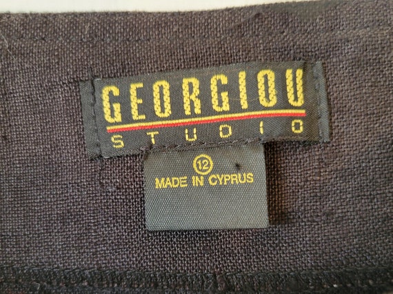 90s Georgiou Studios Black Linen Full Wrap Pencil… - image 3