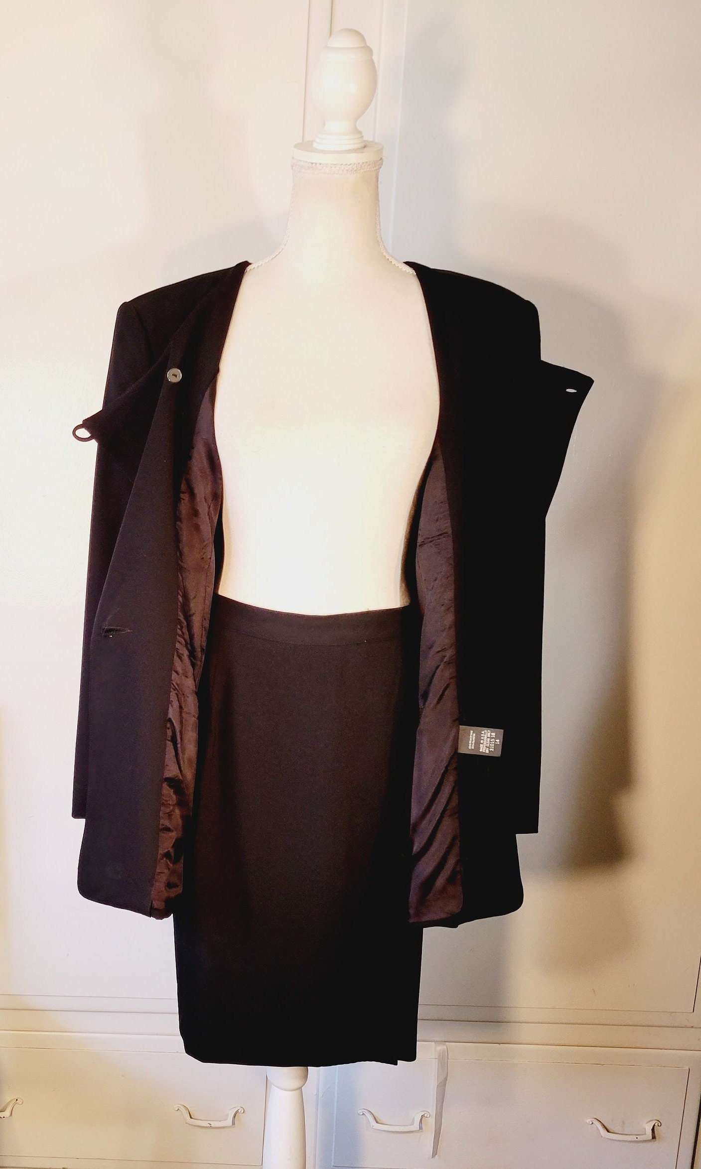 Black marine blazer skirt set