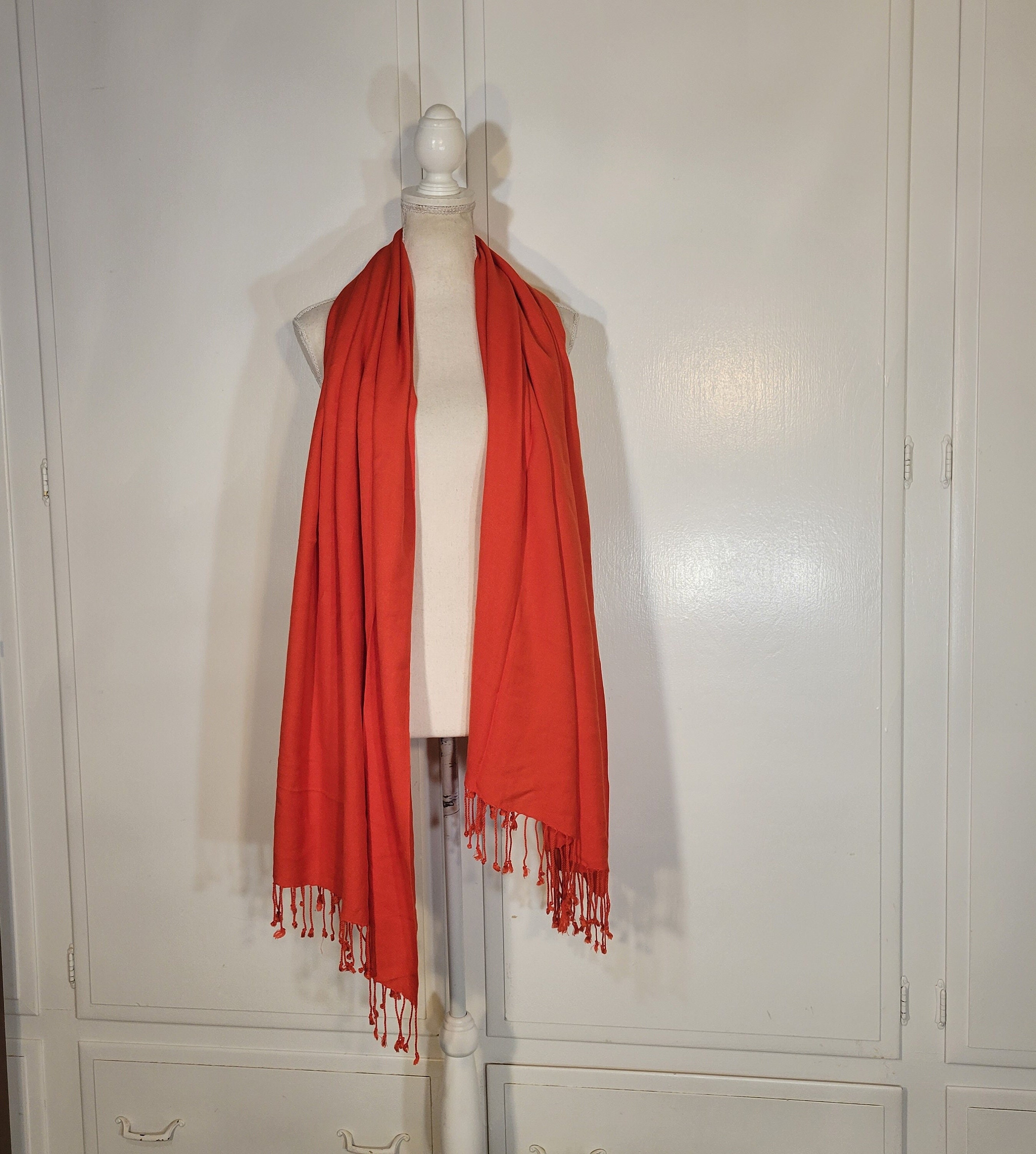 Bijoux Terner Soft Pashmina Wrap Cherry Red Scarf W/ Fringe