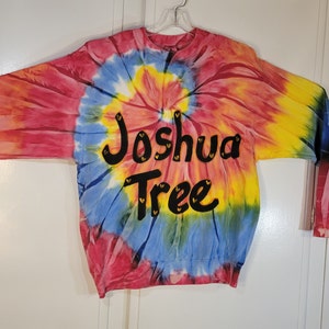 JOSHUA TREE Hand Painted Rainbow Spiral Sweatshirt Joshua Tree Tie Dye Adult Size XL Oversized