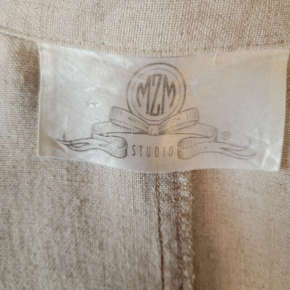 90s MZM Studio Linen Blazer Drop Waist with Belt … - image 3