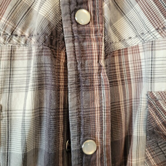 90s BKE Cotton Long Sleeve Plaid Pearl Snap Shirt… - image 5