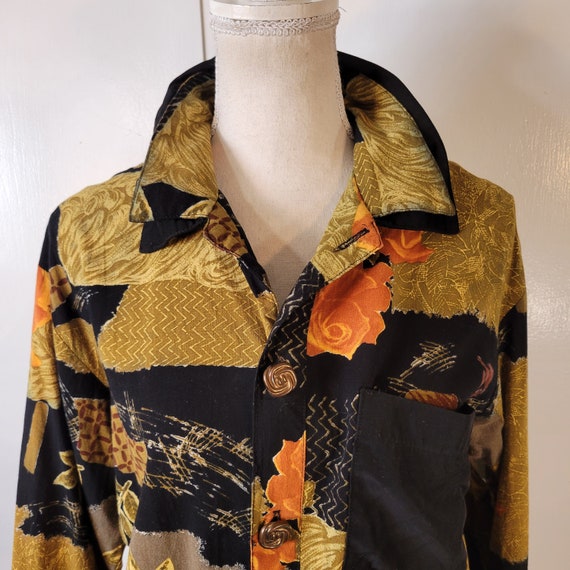 Fall Blouse Button Down Womens Large Earth Tone N… - image 3