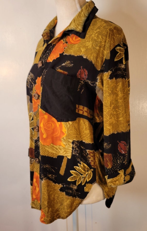 Fall Blouse Button Down Womens Large Earth Tone N… - image 7