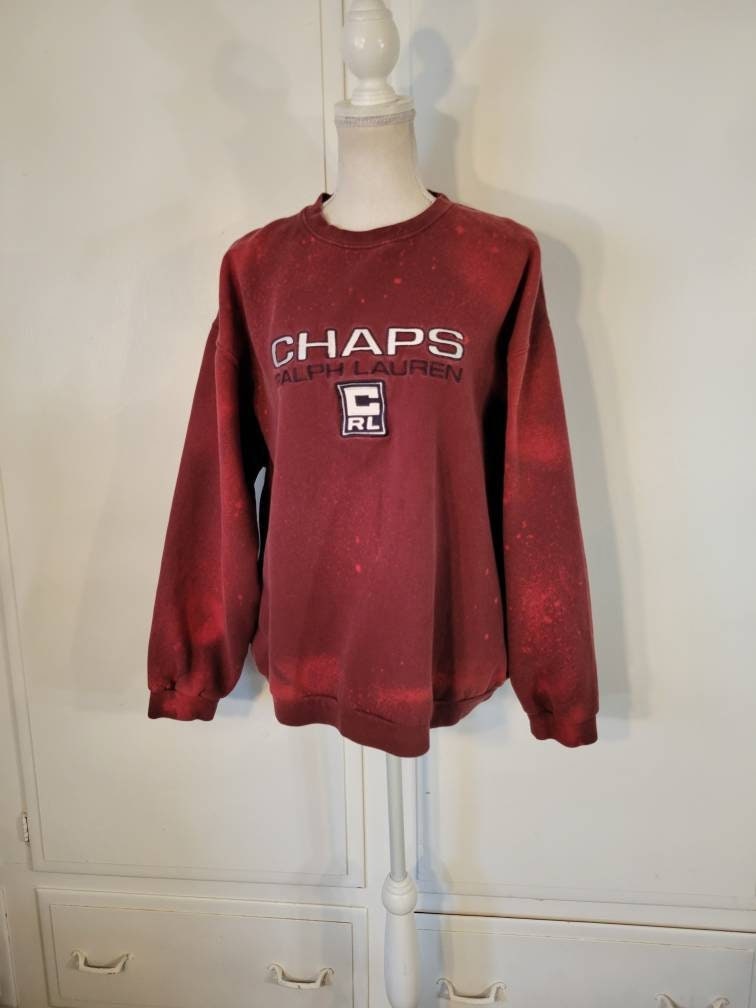 Vintage Ralph Lauren Mens Chaps Oversized XL Sweatshirt Burgundy