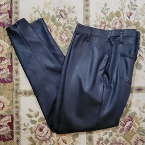 Womens Black Faux Leather Skinny Jeans Pant High Rise L/G (12-14) by Faded Glory