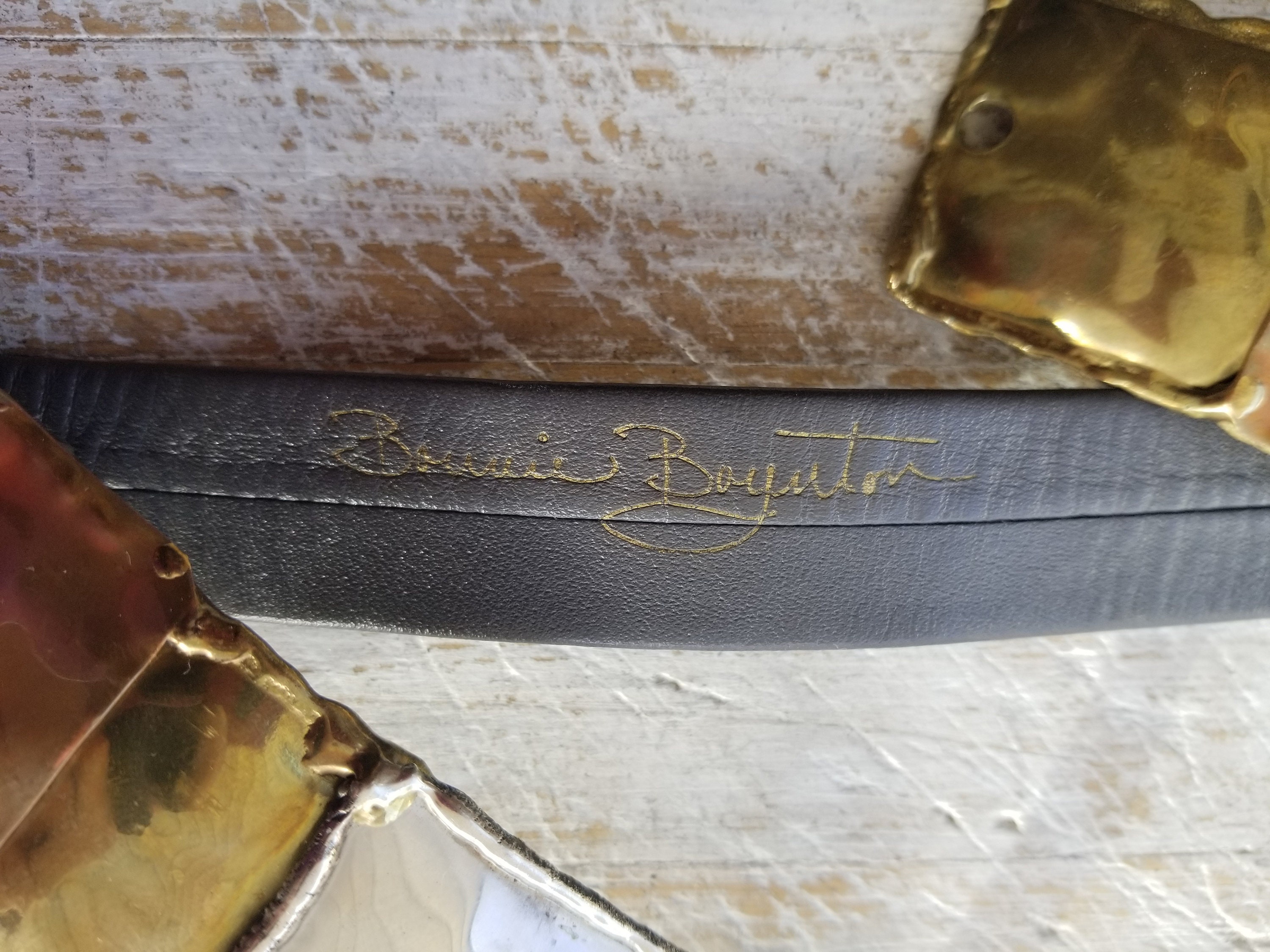 Bonnie Boynton Brutalist Belt Brass Leather Copper Silver  display picture 1