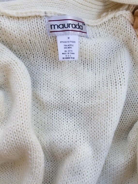 White Cardigan Shaggy Sweater Long Sleeve Size L … - image 3