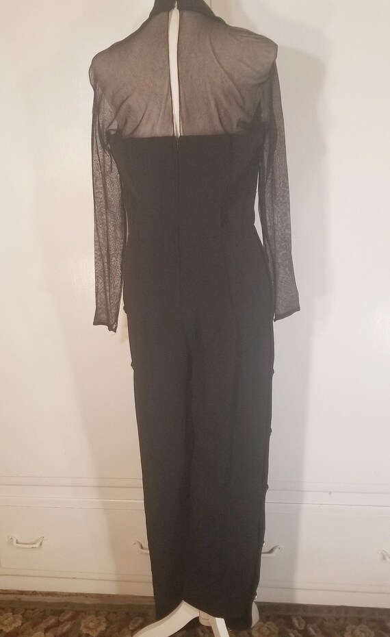 Mignon NY Black Jumpsuit Cocktail Deep V Halter S… - image 6