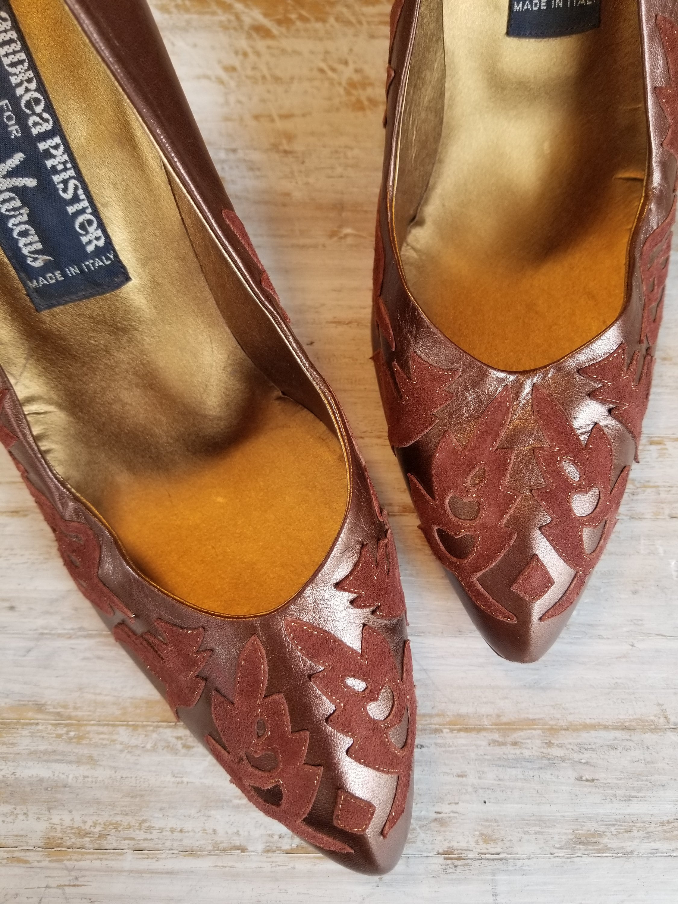 Andrea Pfister Womens Pump Heels Size 8.5B Metallic Copper  display picture 1