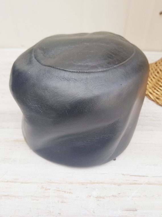 Vintage Bergdorf Goodman Black Leather Skull Cap 7