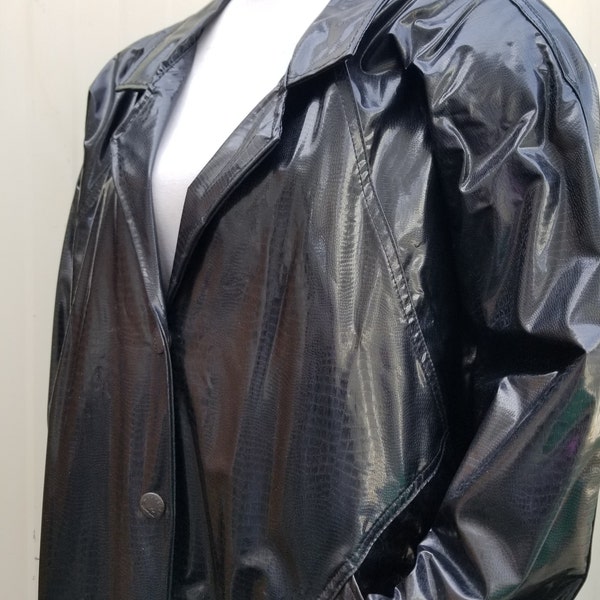 vintage SNAKESKIN print trench coat 1980s Albert Nipon pleated jacket XS