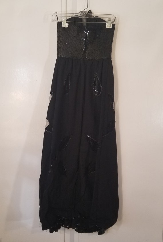 Vintage Hand made Maxi Glam Black Sequined Strapl… - image 3