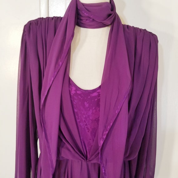 Wayne Clark Purple Chiffon Tea-Length Cocktail Dre