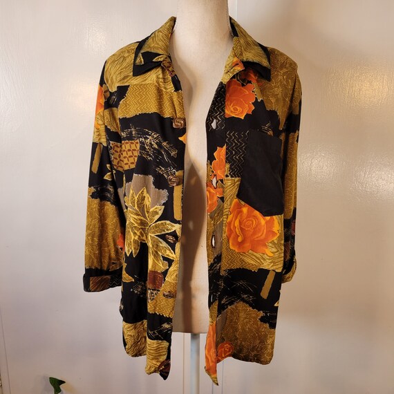 Fall Blouse Button Down Womens Large Earth Tone N… - image 8