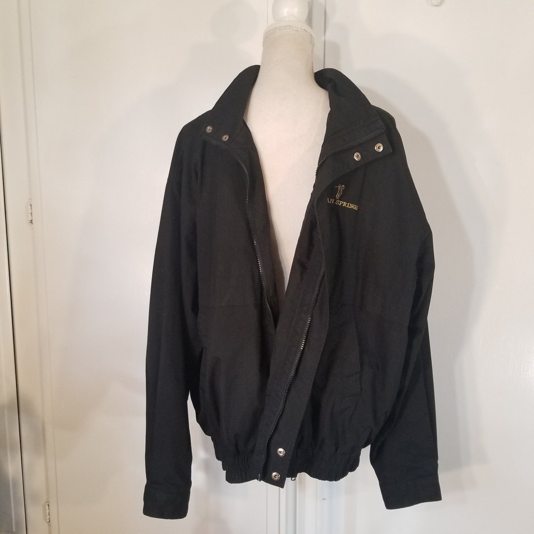 Vintage Golf Jacket Zip Snap Front Sport Rain Proof Heavy