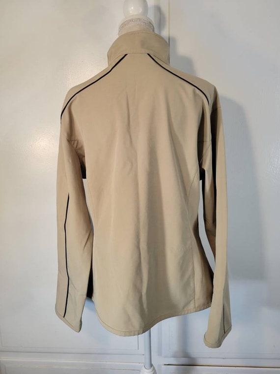 Vintage Full Zip Jacket Ladies XL Athletic Wear Beige Fitted Waist
