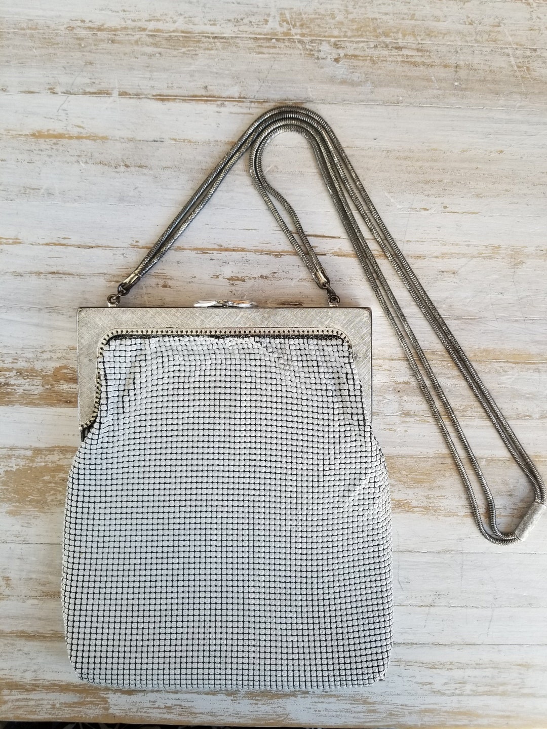 50s Vintage Oroton Classic Silver Mesh Purse Bag Double Snake Chain Etsy Singapore