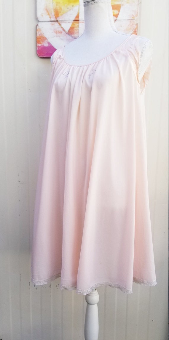 60s Lucie Ann Pale Pink Nightgown Lace Nightie Siz