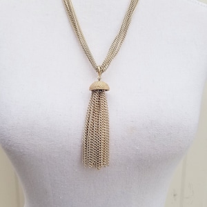 Sarah Coventry Tassel Necklace Gold Tone Multi Chain Signed Vintage