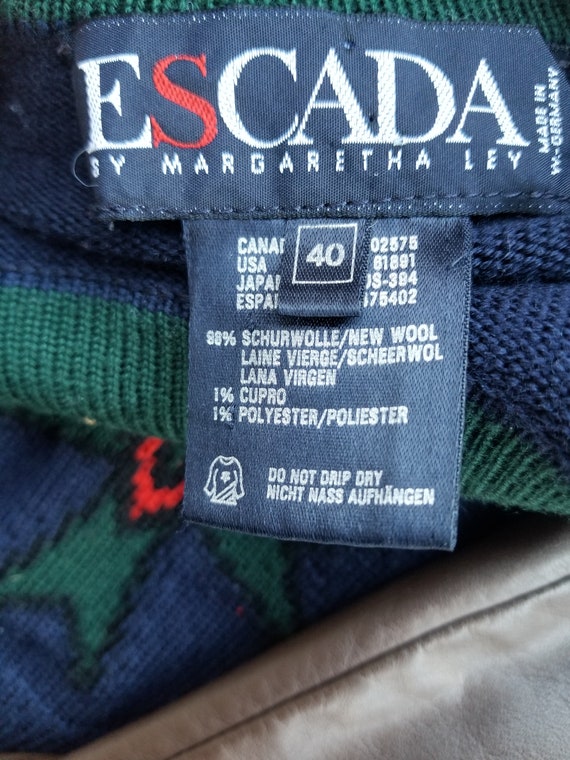 Vintage Escada Iconic 80s Safety Pin Sweater Virg… - image 3