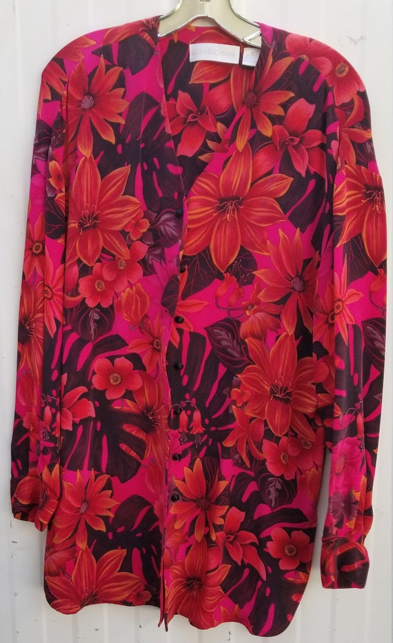Dana Buchman Womens Silk Tunic Relaxed Fit Button Front Long 