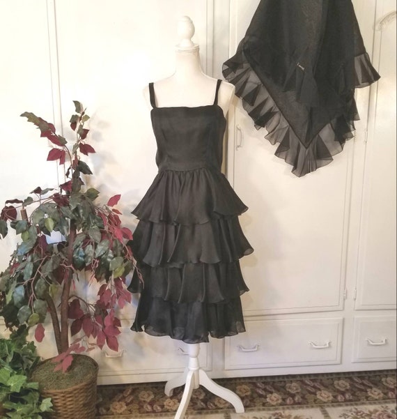 60s Oscar de la Renta Size 10 Cocktail Dress Blac… - image 1