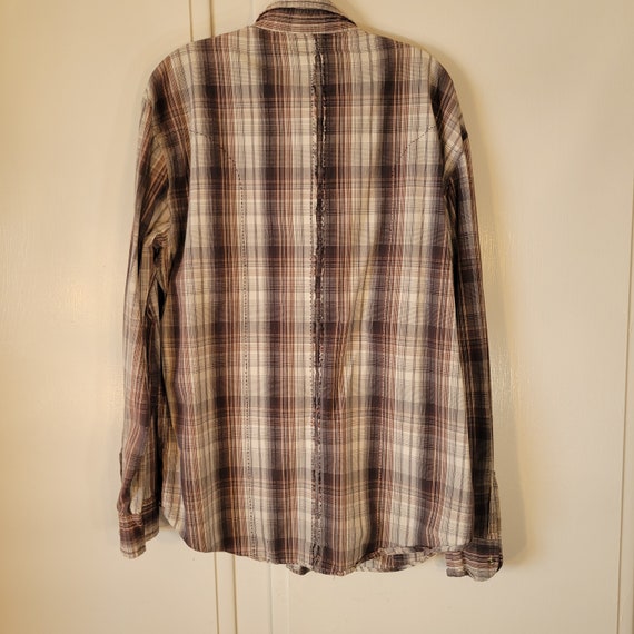 90s BKE Cotton Long Sleeve Plaid Pearl Snap Shirt… - image 10