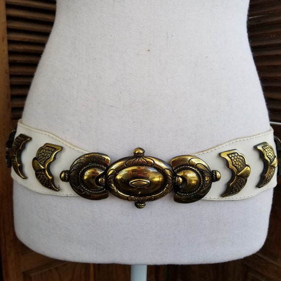 Ceinture Vintage 70s Hippie Boho – Fourrure, Cuir, Pompons, 150cm
