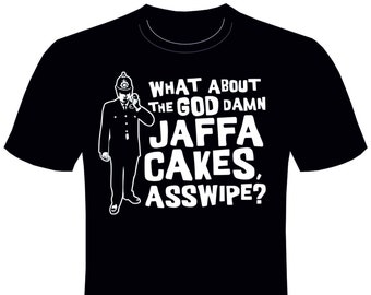 Bottom tee T-SHIRT Rik Mayall What About The God Damn Jaffa Cakes? Mayal mens unisex ladies funny Retro tv Young Ones comedy Rick gift