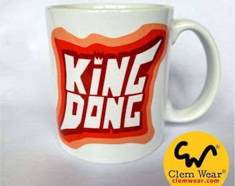 KING DONG cup coaster handmade funny comedy gift boyfriend husband present work cup 11oz handmade uk retro silly coffee tea work Clem Wear