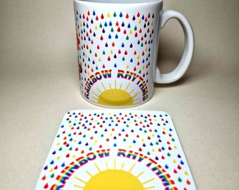 Peep Show inspired Rainbow Rhythms mug cup coaster Big Beats funny Jez Mark Super Hans Clem Wear handmade gift present work 11oz