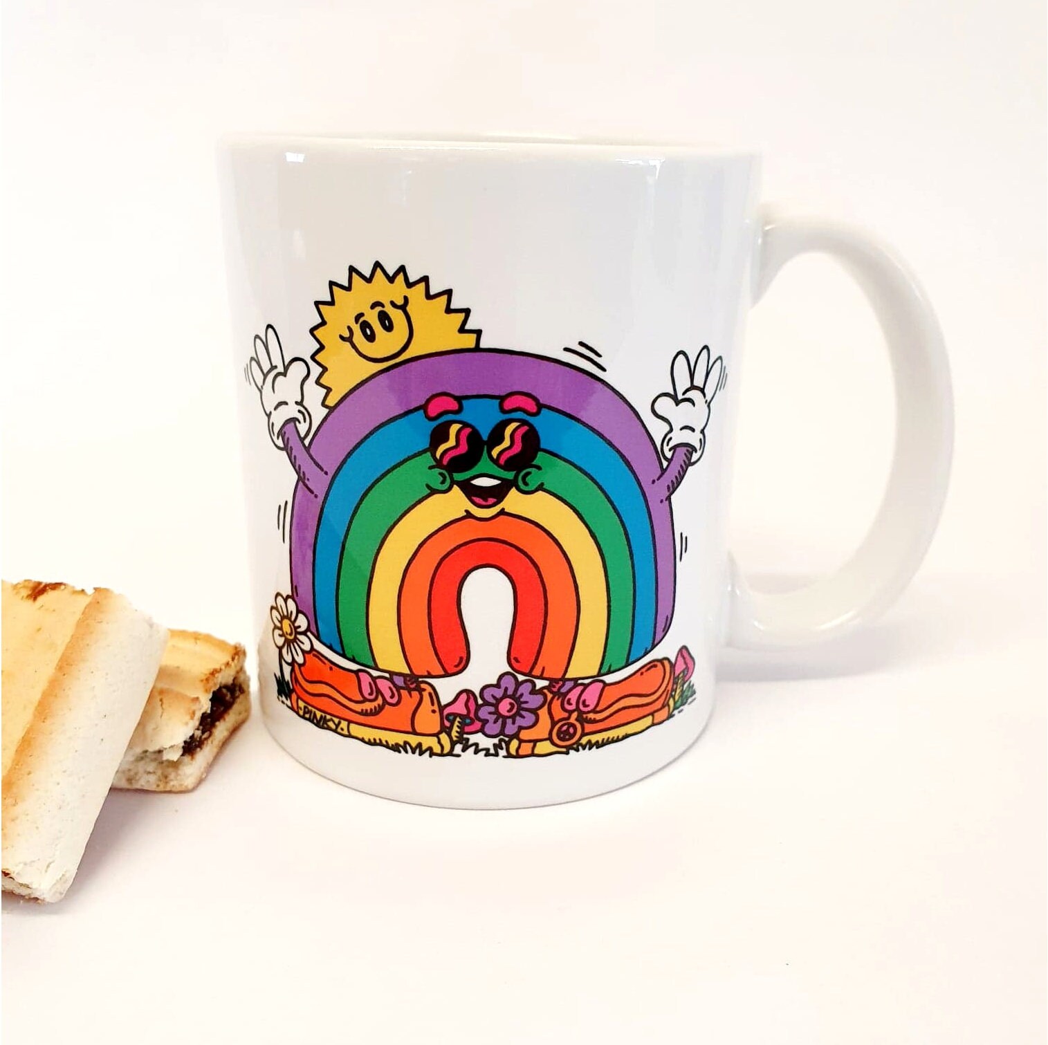 blanco cumpleaños Tiger oficina té de Navidad y café Taza de acuarela con diseño de arco iris para regalo trabajo 