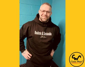 Alex Beevis HOODIE Realistisch & Nachhaltig GYM Signatur Hoody Kraftsport Bodybildung Tshirt Herren Work Out Muskel Bio Fair Wear