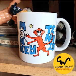 Alan Partridge MONKEY TENNIS mug Clem Wear cup or coaster handmade funny comedy gift present work cup 11oz handmade uk retro Alpha Papa