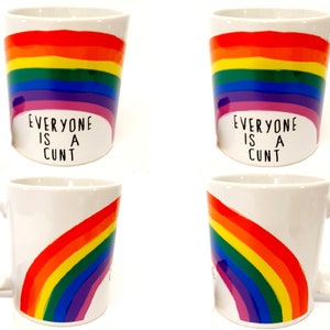 cunt mug cup Everyone Is A Cunt SLIGHT IMPERFECT 4 pack mugs cups Clem Wear cup funny comedy gift present work 11oz handmade retro rude art