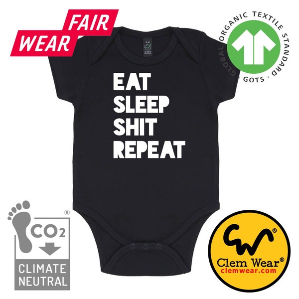 Manger Sleep Shit Répéter coton biologique bébé grandir bodysuit babygrow rave dance music vest cadeau nouveau-né douche naissance sleepsuit romper