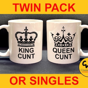 cunt mug gift Funny QUEEN cunt KING cunt housewarming wedding anniversary rude cup nsfw coaster handmade gift present work cup 11oz uk retro