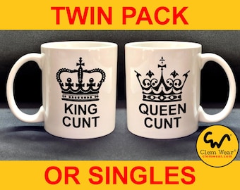 Fotze Becher Geschenk Lustige QUEEN Fotze KÖNIG Fotze Einweihungsparty Hochzeit Jahrestag Untersetzer Handarbeit Geschenk Arbeitstasse 11 Unze uk retro