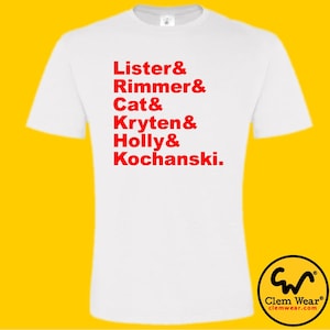 LADIES Red Dwarf tee tshirt T-shirt names Lister Rimmer Cat Kryten Holly Kochanski tote UK music bag punk funny retro TV sci-fi